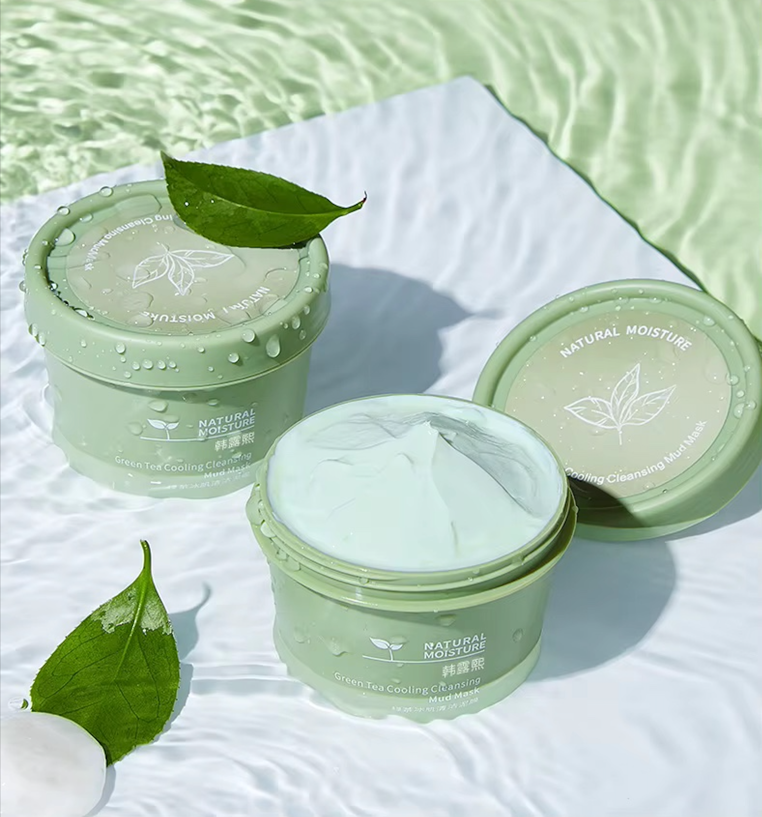 Iced clay mask with green tea - Purifying, moisturizing, sebum regulating, blackhead cleanser.