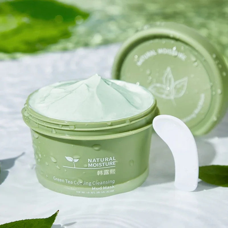 Iced clay mask with green tea - Purifying, moisturizing, sebum regulating, blackhead cleanser.